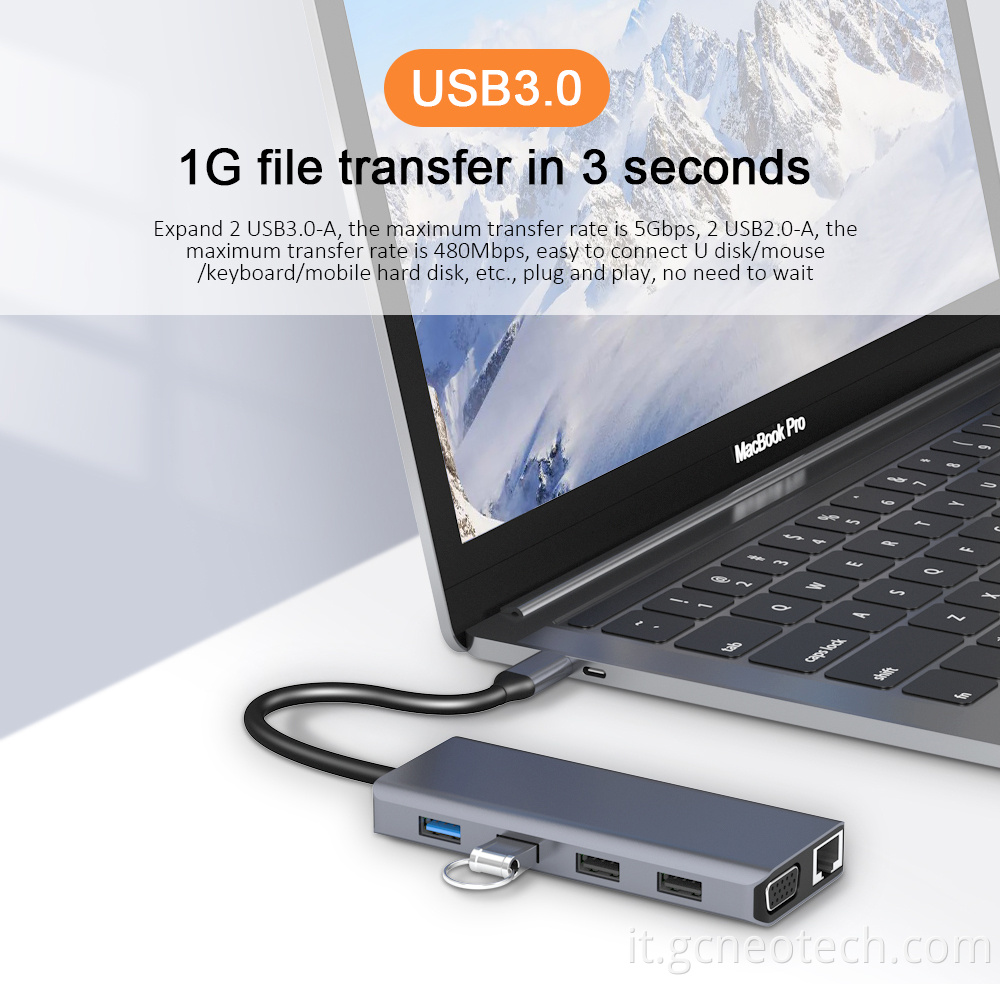 12 in 1 stazione di docking USB-C a HDMI Gigabit Ethernet 12-in-1 USB-C docking station to HDMI Gigabit Ethernet